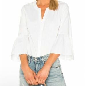 M.I.H Jeans Goldie White Crinkle Bell Sleeve Button Shirt size Medium